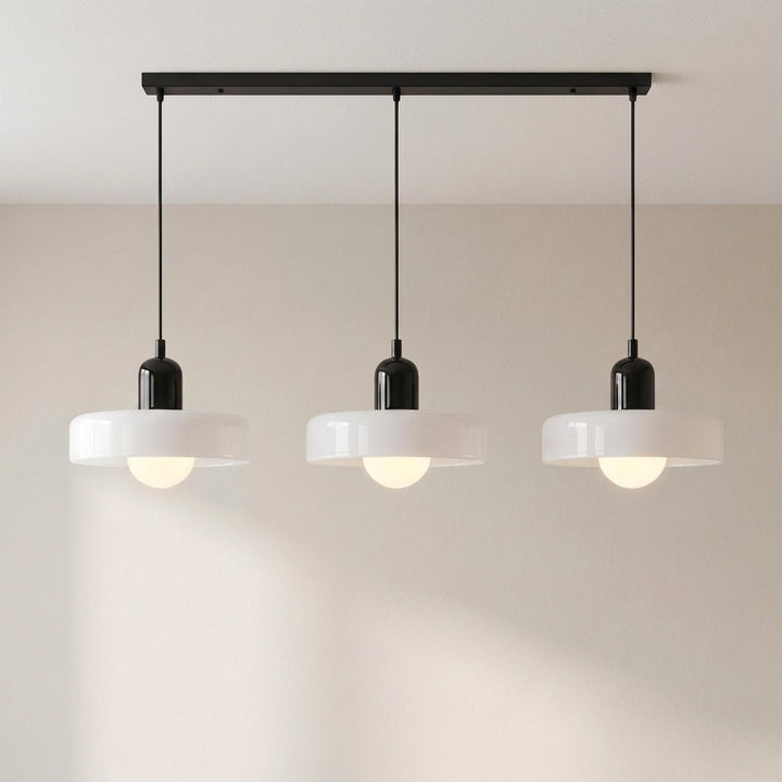 3-Head Bauhaus Colored Glass Pendant Light