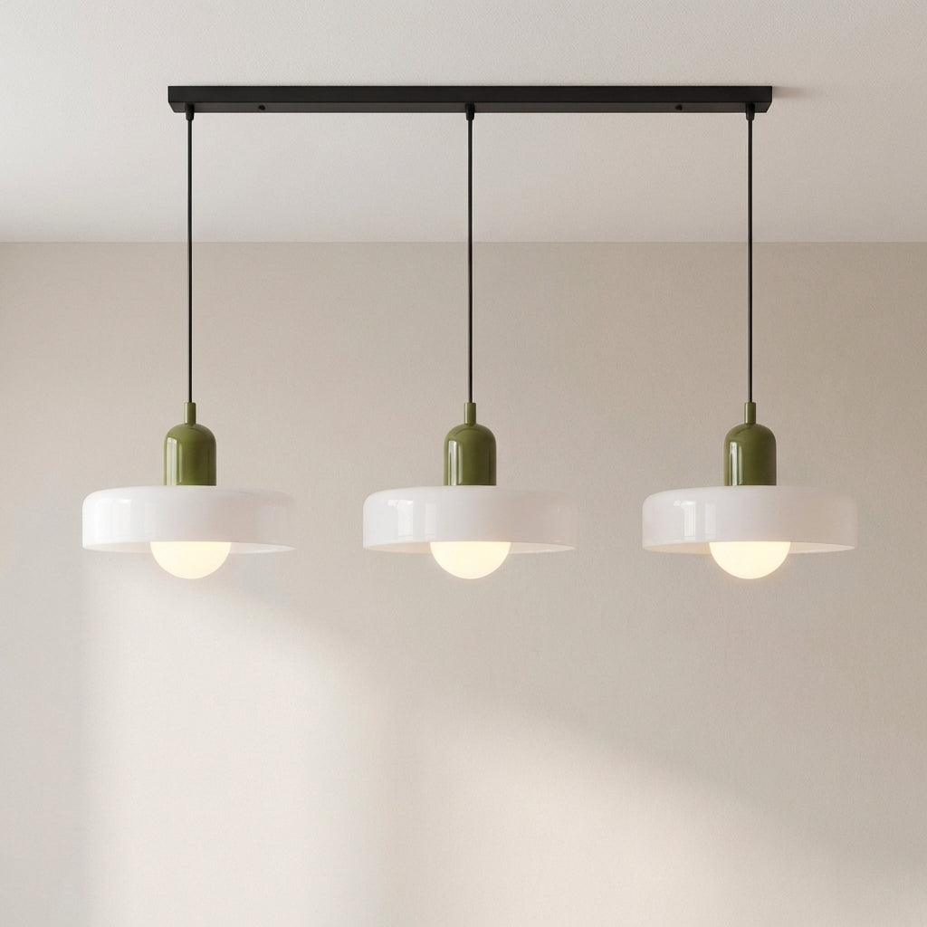 3-Head Bauhaus Colored Glass Pendant Light