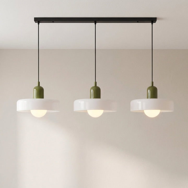 3-Head Bauhaus Colored Glass Pendant Light