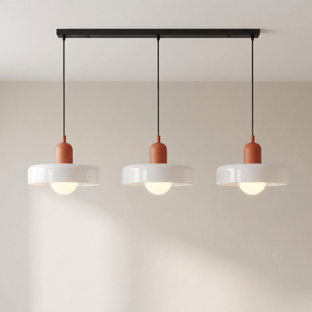 3-Head Bauhaus Colored Glass Pendant Light