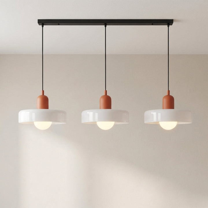 3-Head Bauhaus Colored Glass Pendant Light