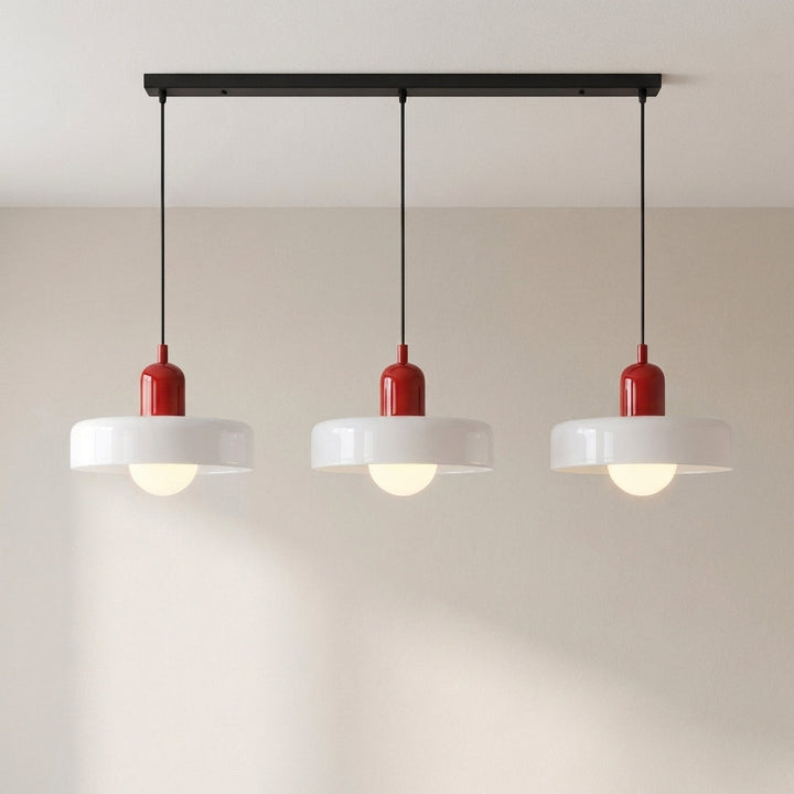 3-Head Bauhaus Colored Glass Pendant Light