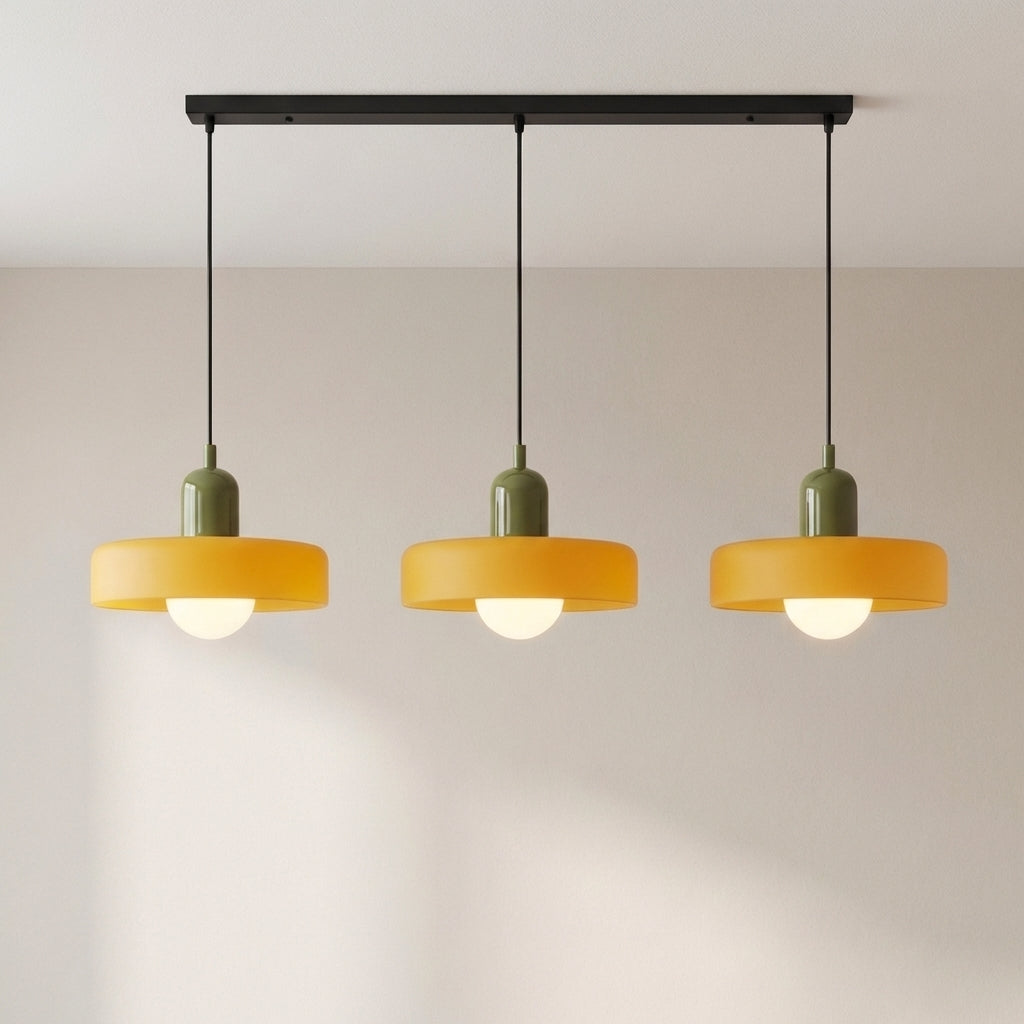 3-Head Bauhaus Colored Glass Pendant Light