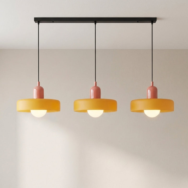 3-Head Bauhaus Colored Glass Pendant Light