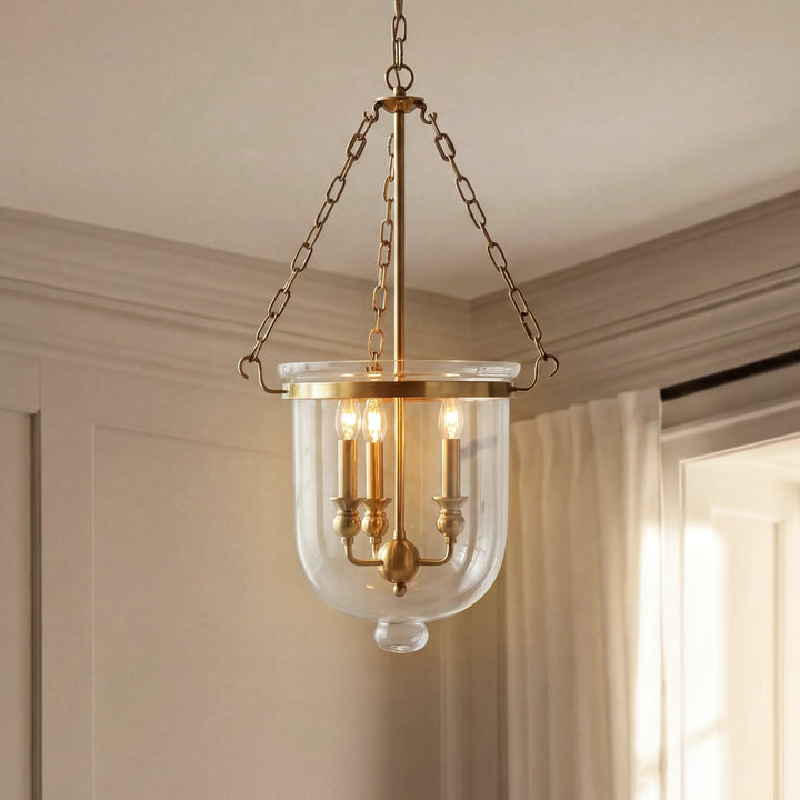 3-Light Clear Glass Lantern Pendant Light