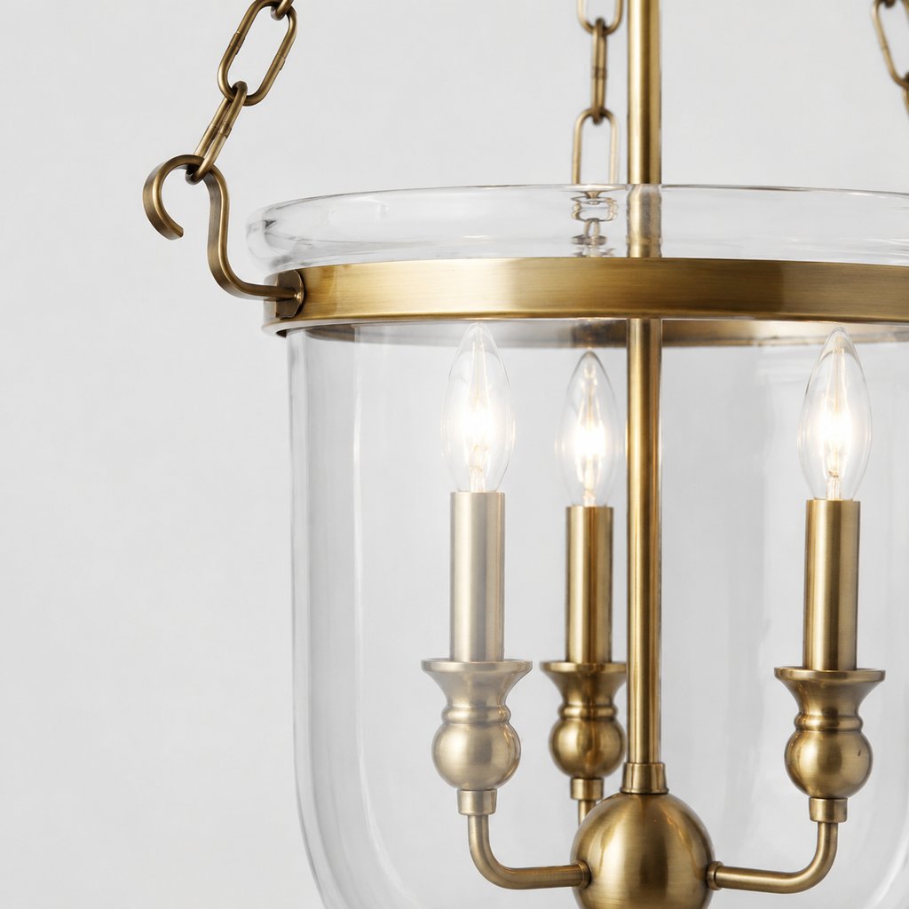 3-Light Clear Glass Lantern Pendant Light