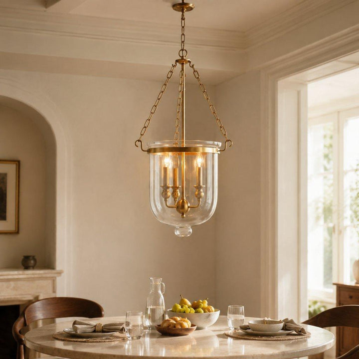 3-Light Clear Glass Lantern Pendant Light