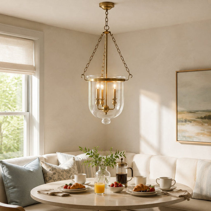 3-Light Clear Glass Lantern Pendant Light