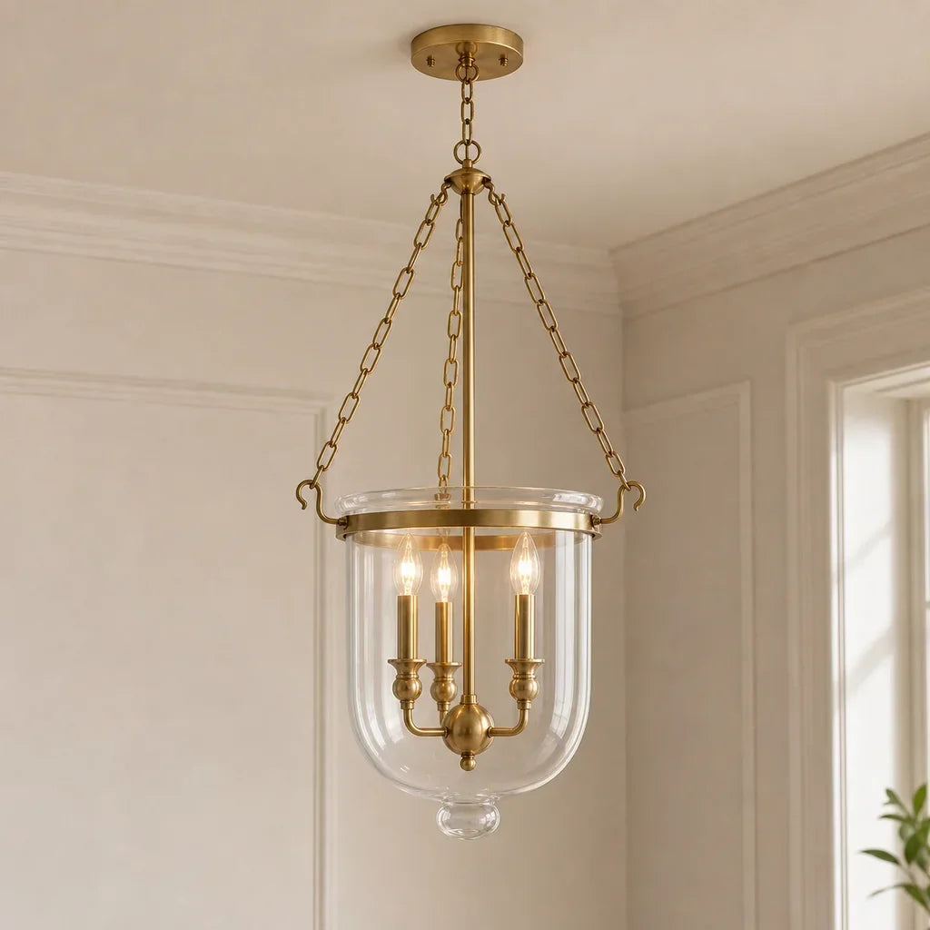 3-Light Clear Glass Lantern Pendant Light