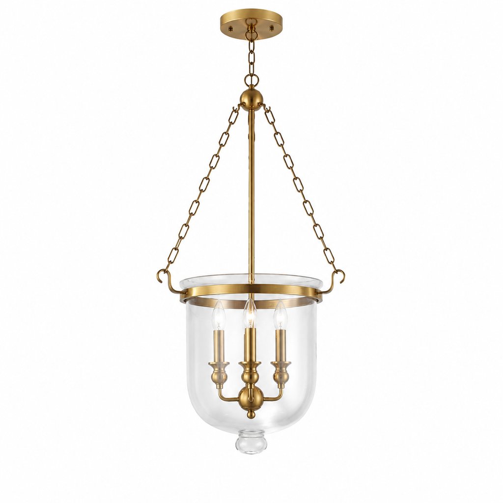 3-Light Clear Glass Lantern Pendant Light