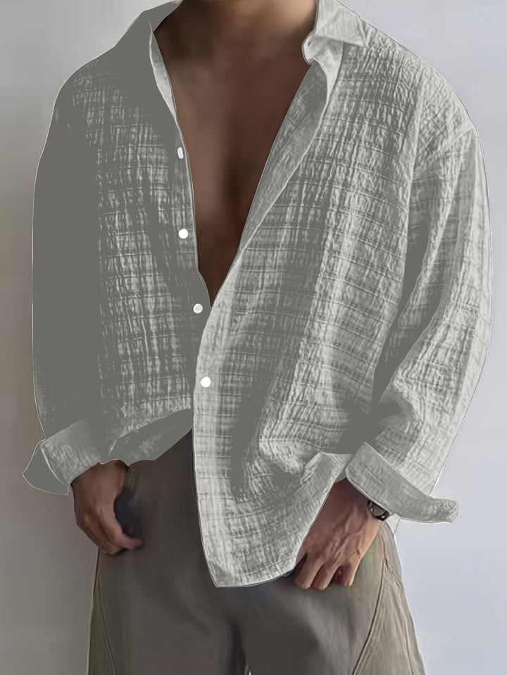 Men's Long-Sleeve Textured Summer Shirt – image 12