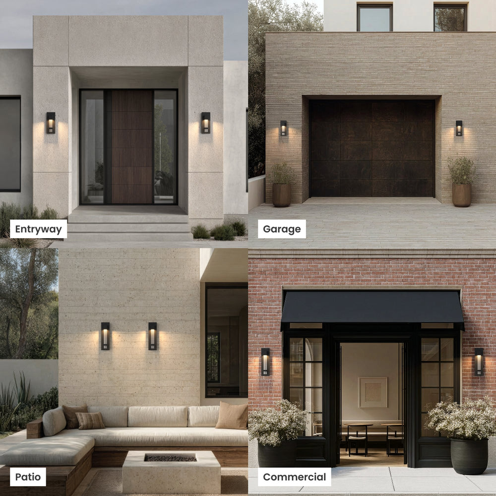 Seeded Glass Outdoor Wall Light | Black Steel, 30-73 cm