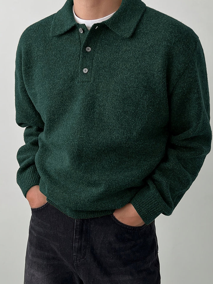 Men's Long-Sleeve Knitted Summer Polo Shirt – image 9