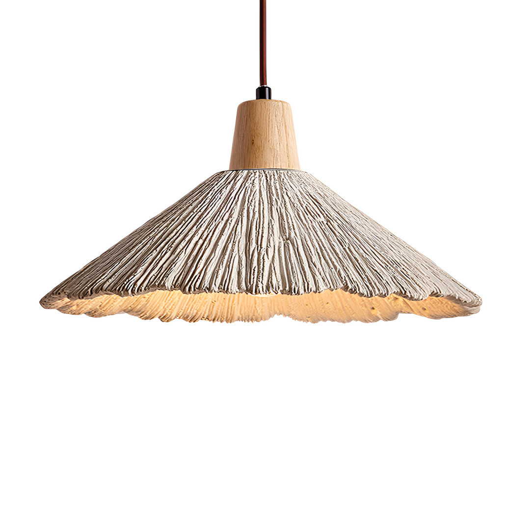 Wabi-Sabi Cement Pendant Light | Wood Top, Four Shapes