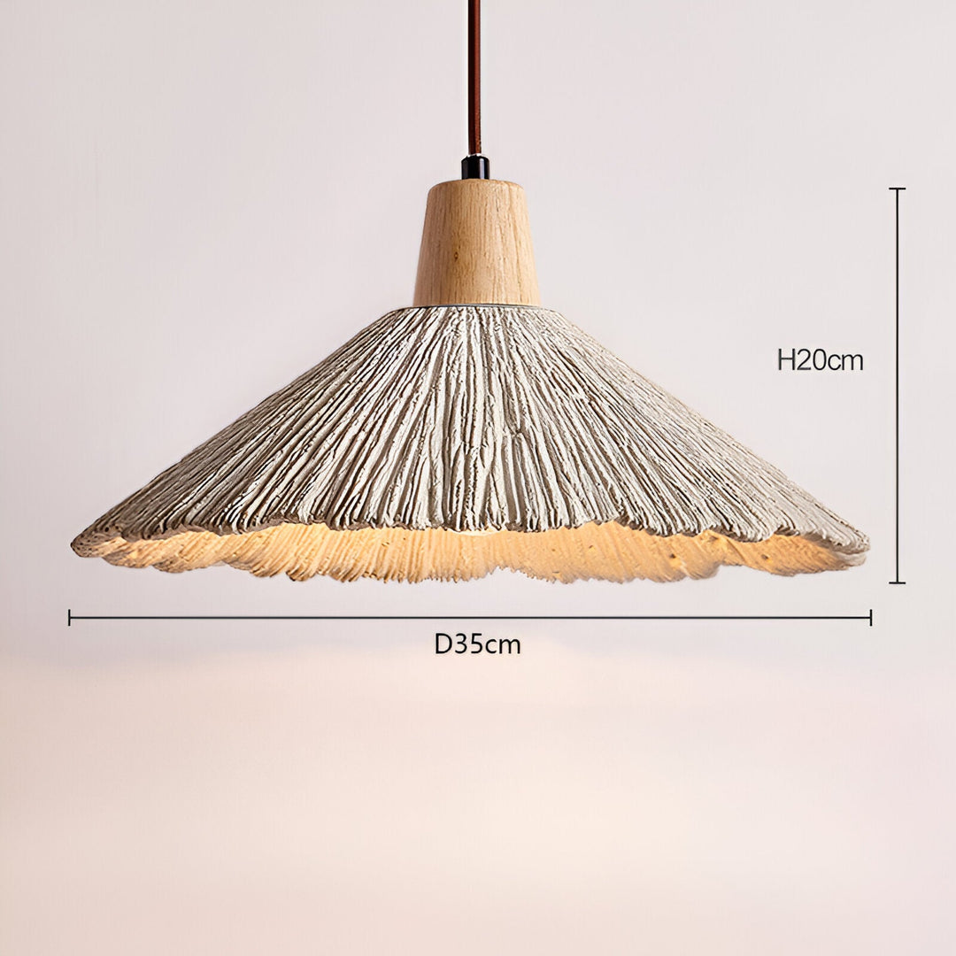 Wabi-Sabi Cement Pendant Light | Wood Top, Four Shapes