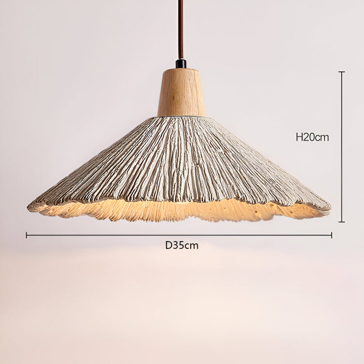 Wabi-Sabi Cement Pendant Light | Wood Top, Four Shapes
