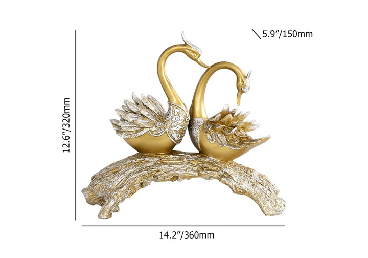 Gold Swan Pair Sculpture