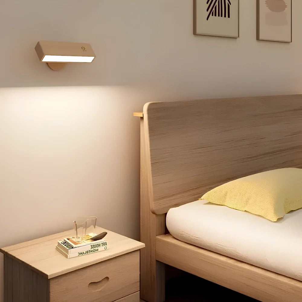 Wooden Rotatable Cordless Wall Light
