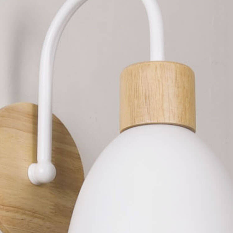 Swan-Neck Wall Light | Wood and Metal, Pull Cord, 12 Colours