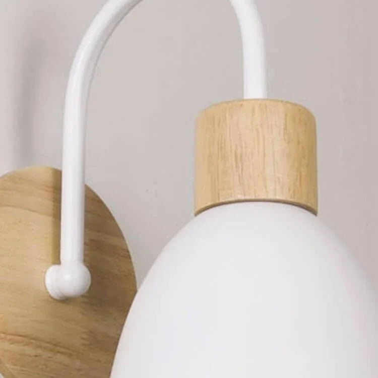 Nordic Wood Dome Wall Light with Pull Switch