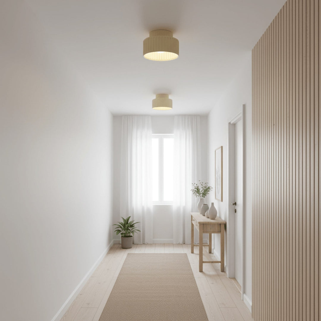 Ribbed Semi-Flush Ceiling Light | White, Beige, Green or Orange