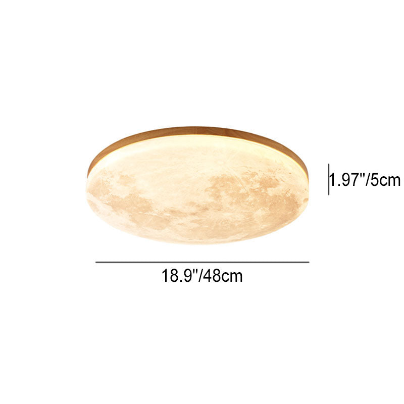 Modern Minimalist Moon Round Hardware PVC Acrylic LED Flush Mount Ceiling Light For Living Room