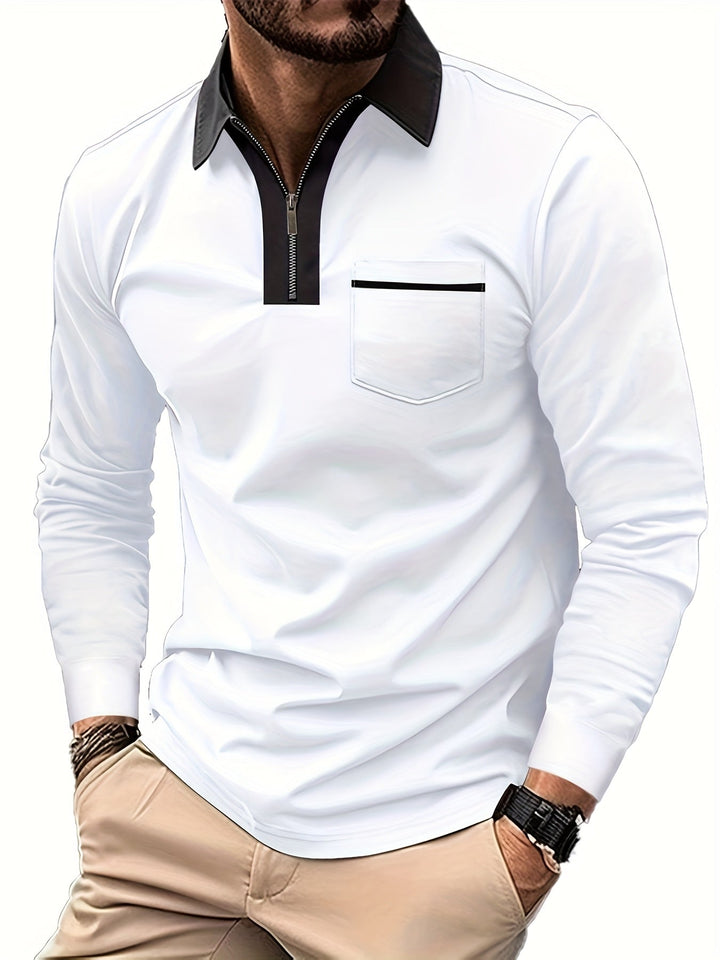 Men's Long-Sleeve Zip-Collar Summer Polo Shirt – image 12