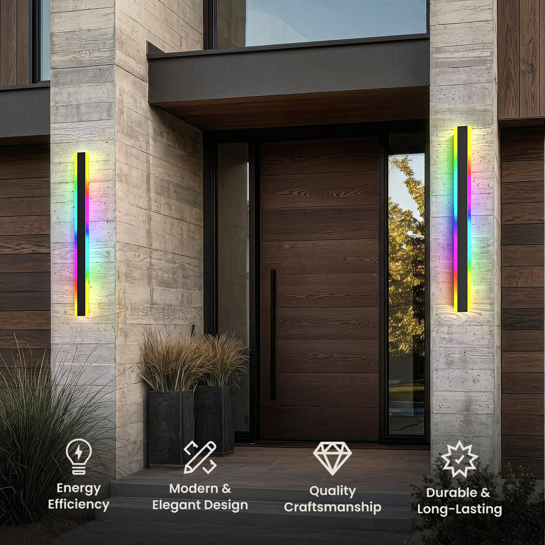 Colour-Changing Linear Outdoor Wall Light | RGB, Remote