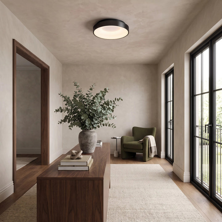 Round LED Flush Ceiling Light | Brushed Brass or Black