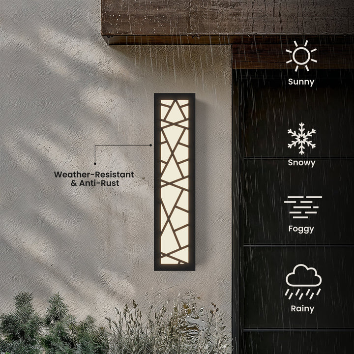 Geometric Outdoor Wall Light | Black, Patterned Diffuser