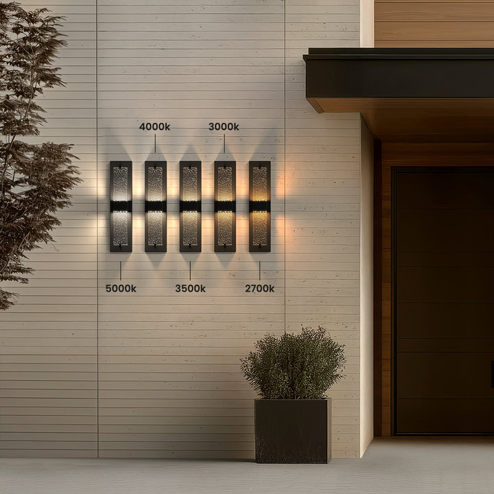 Seeded Glass Bar Outdoor Wall Light | Black, 5 Light Colours
