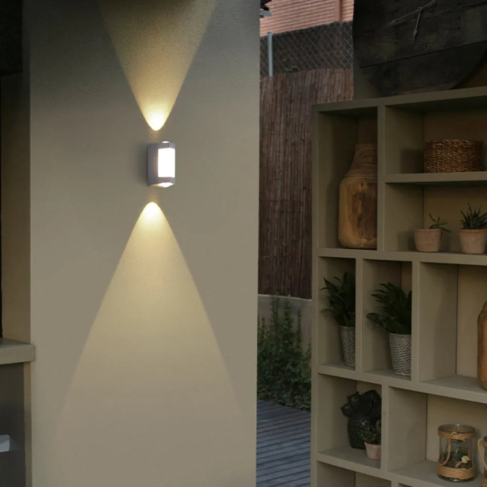 Faceted Up and Down Outdoor Wall Light | Black or White