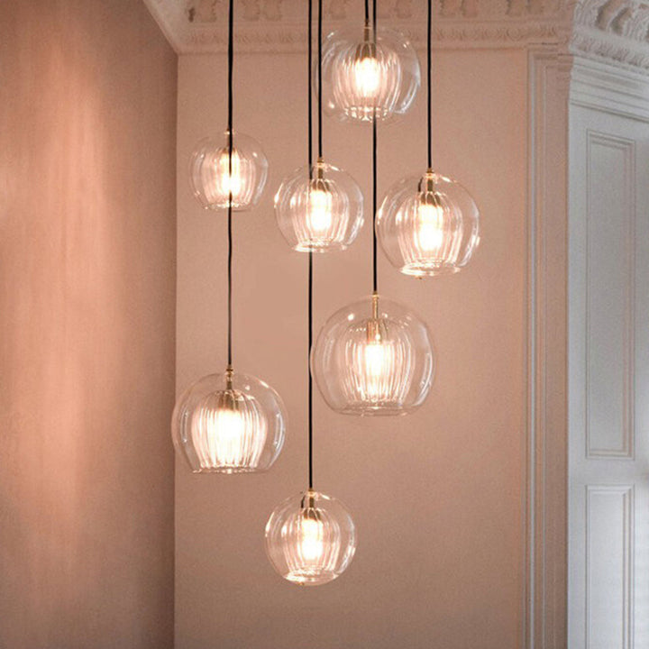 Althio Pendant Light Glass Globe Clear Amber
