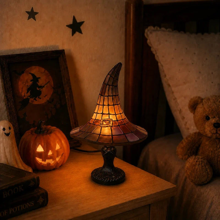 Stained Glass Witch Hat Table Lamp