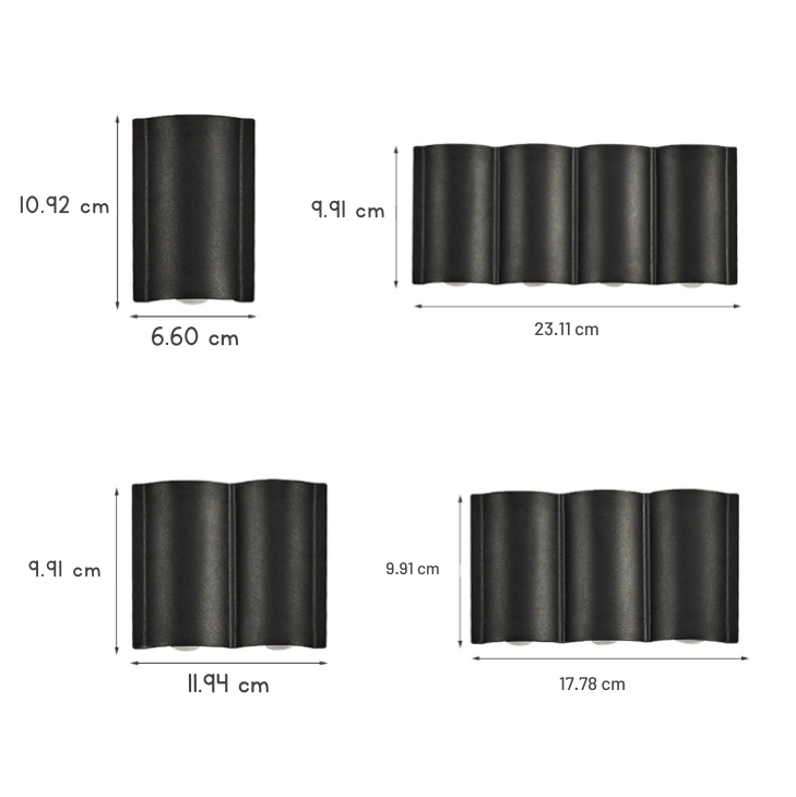 Wave Outdoor Wall Washer Light | Black LED, 2 to 8 Beams