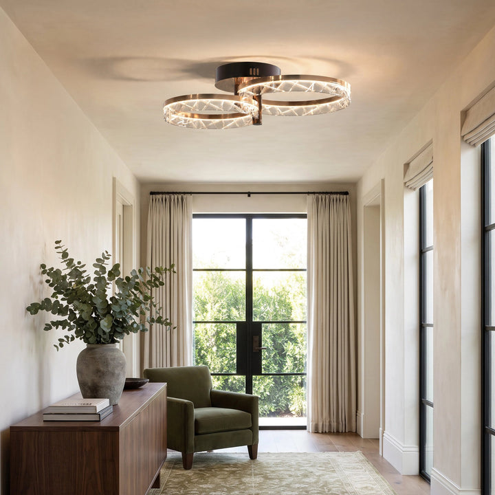 Crystal Ring Semi-Flush Ceiling Light | Gold and Black