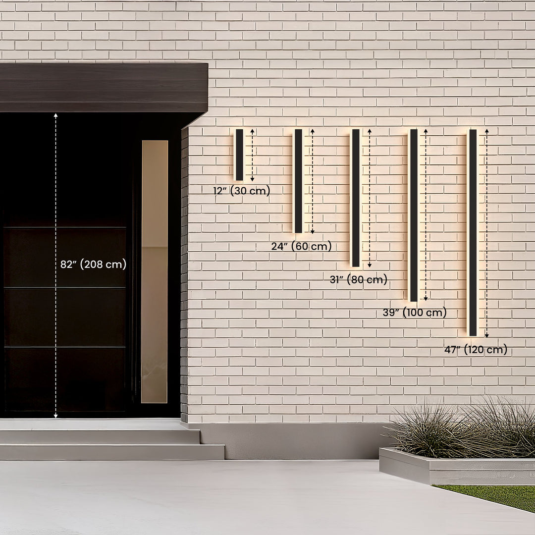 Dusk-to-Dawn Linear Outdoor Wall Light | Black, 30-240 cm