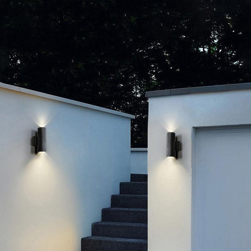 Cylinder Up and Down Outdoor Wall Light | Black, Three Sizes
