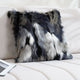 Faux Fur and Velvet Cushion Cover in Blue and Grey
