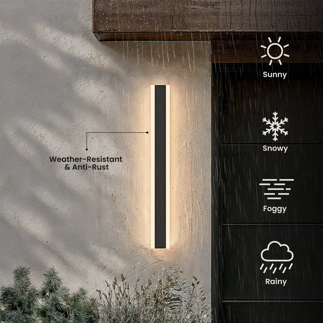 Dusk-to-Dawn Linear Outdoor Wall Light | Black, 30-240 cm