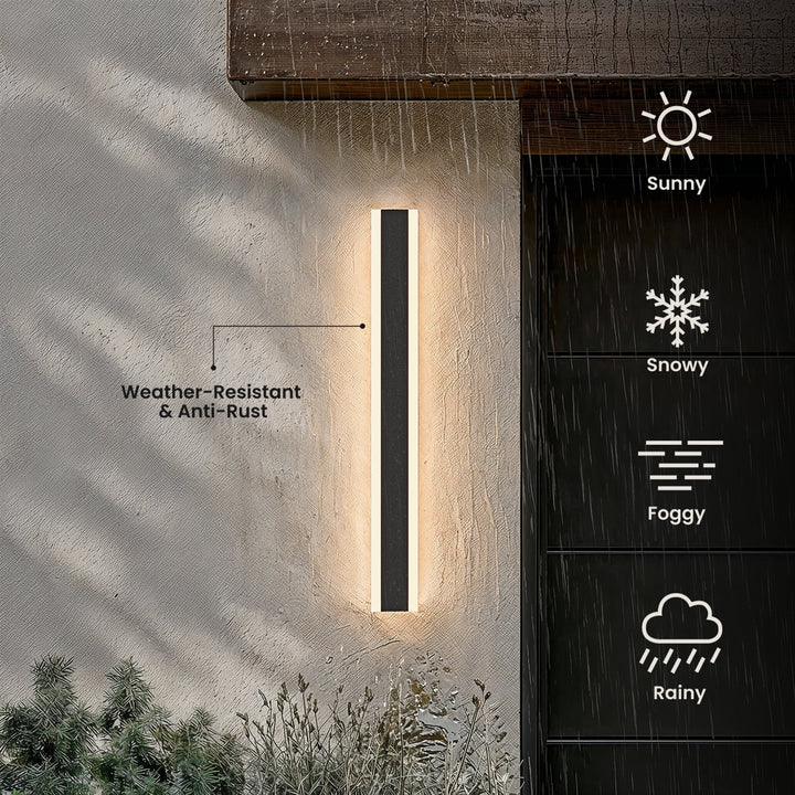 Dusk-to-Dawn Linear Outdoor Wall Light | Black, 30-240 cm