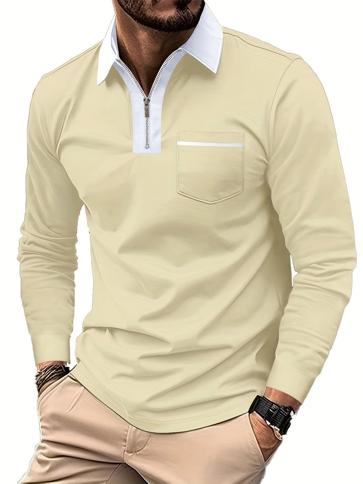 Men's Long-Sleeve Zip-Collar Summer Polo Shirt – image 8