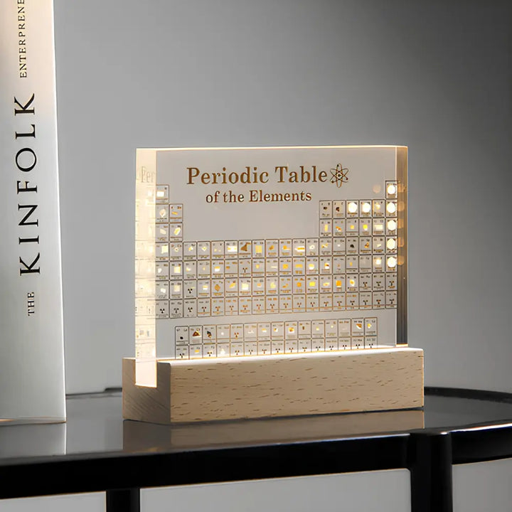 Illuminated Periodic Table Display with 83 Real Elements