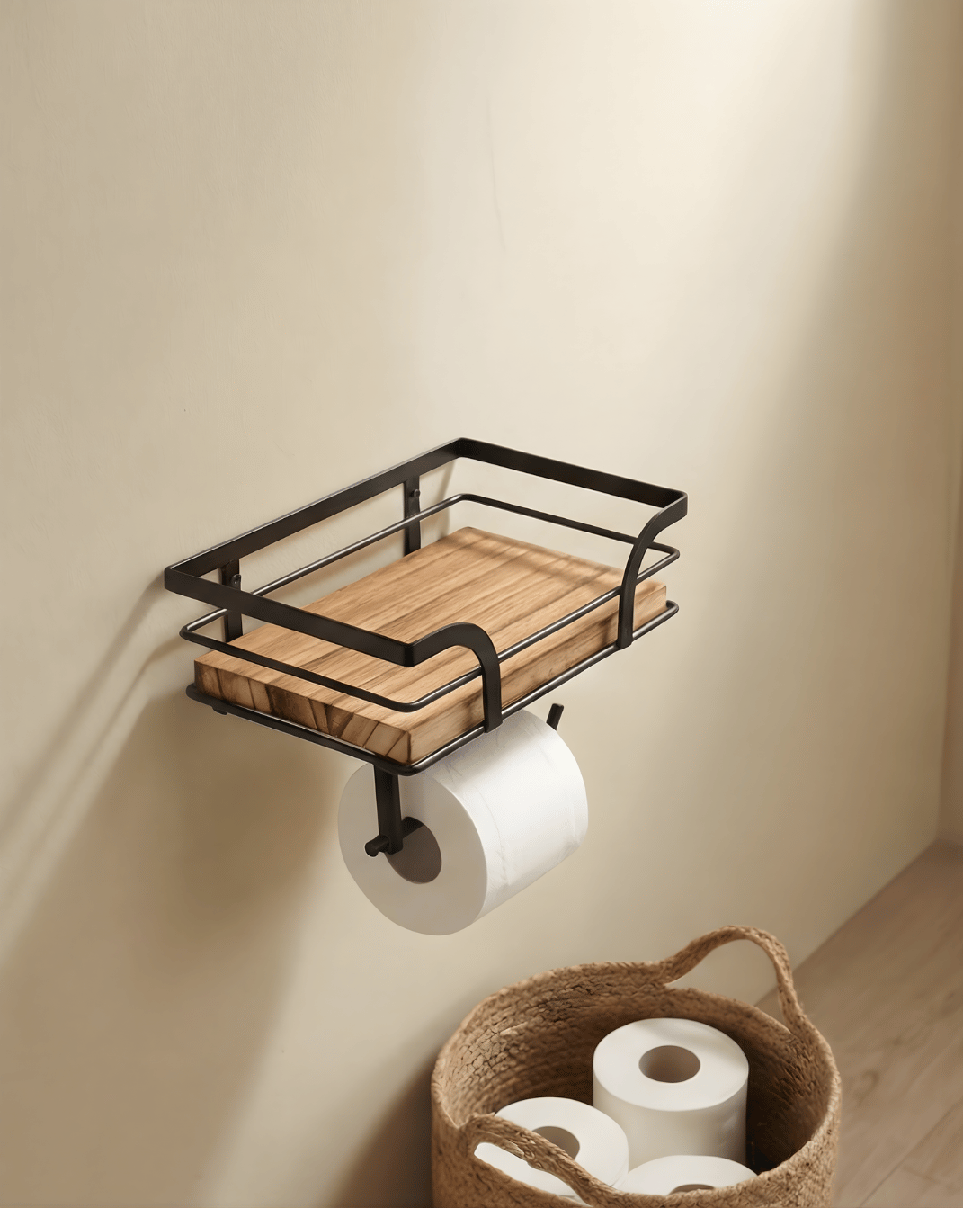 Wall Toilet Roll Holder With Spare Roll Storage, view 4