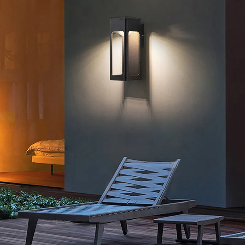 Geometric Outdoor Wall Light | Black, Optional Sensor