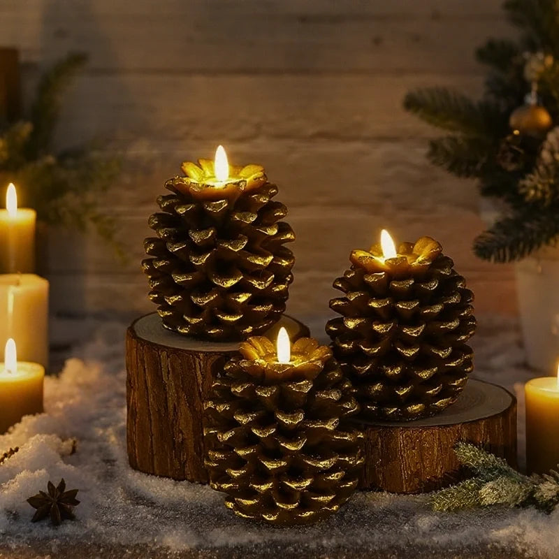 Flameless LED Pinecone Candles