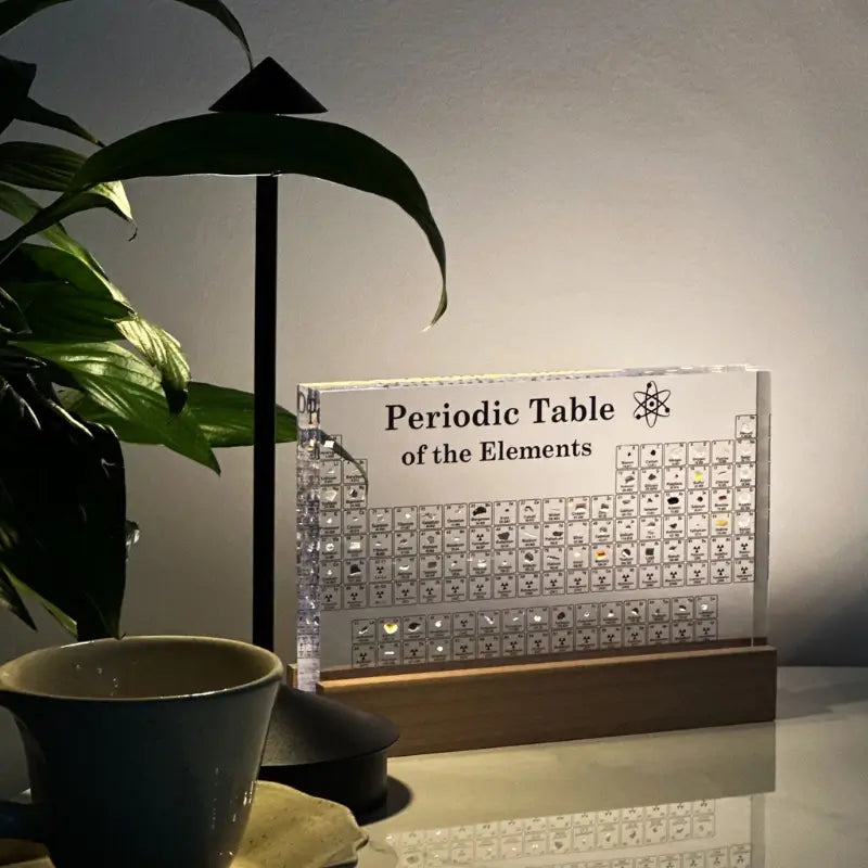 Illuminated Periodic Table Display with 83 Real Elements
