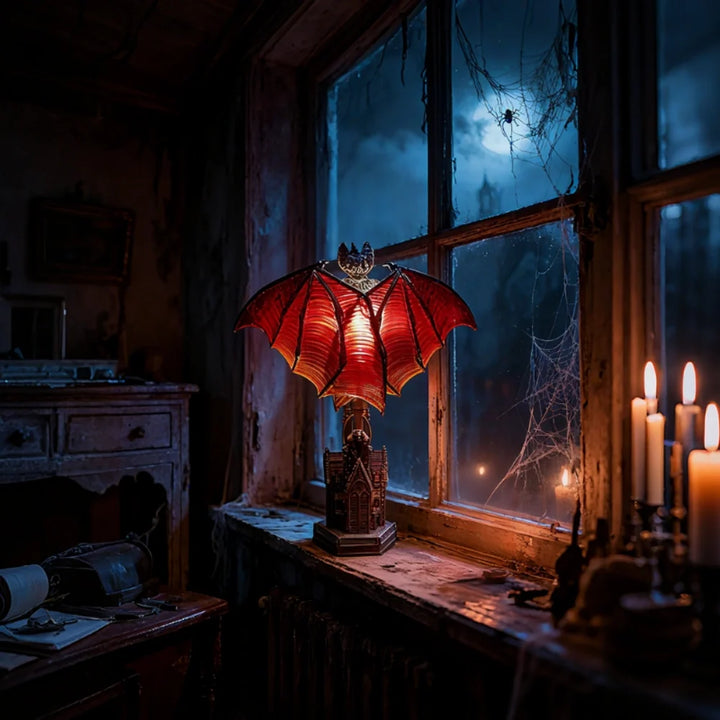 Gothic Bat Wing Resin Table Lamp