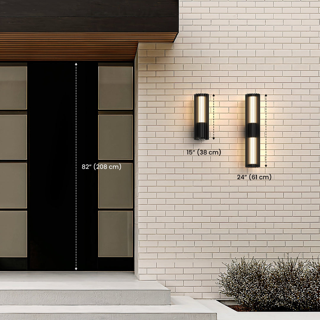 Cylinder Outdoor Wall Light | Black Steel, Up and Down