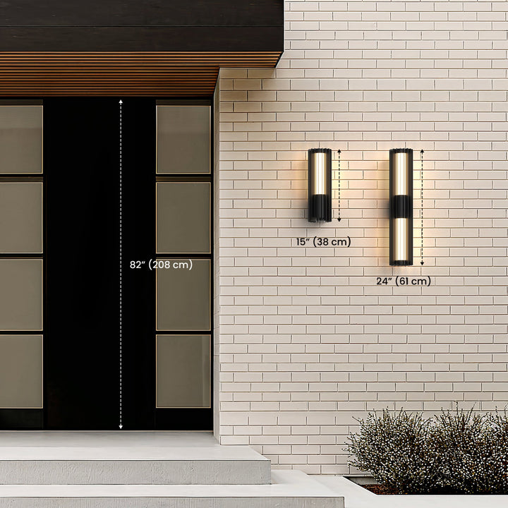 Cylinder Outdoor Wall Light | Black Steel, Up and Down